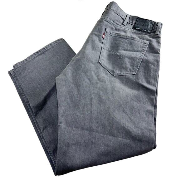 Men's Levi's 505 Gray Wash Jeans Sz 42X30 Regular Fit Straight Leg Zip Fly - Picture 6 of 8